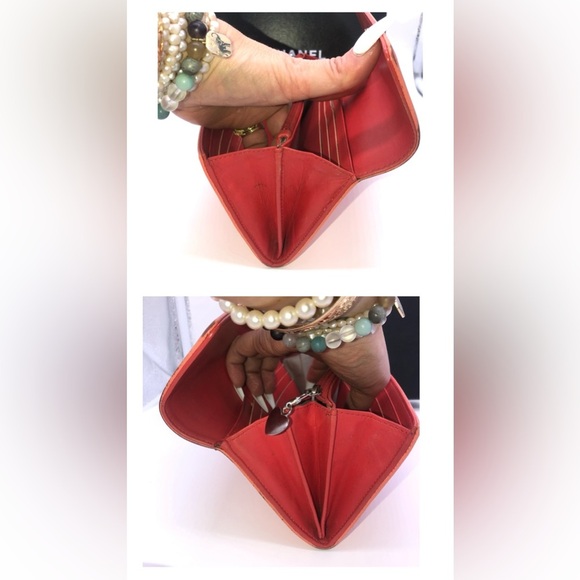 🩷CHANEL Wallet Timeless CC Embroidered Top Flap Snap Long Salmon Pink Coral COA - Picture 8 of 16